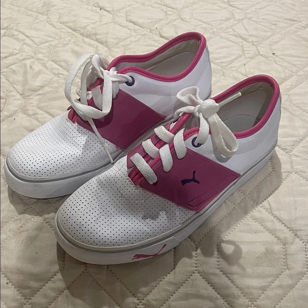 Puma Kids White and Pink Sneakers
